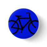 Bicycle: Black on Blue Pinback Button