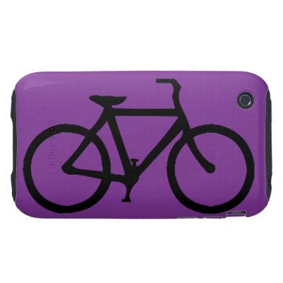 Bicycle: Black on Purple Tough Iphone 3 Case by sk2id3oo