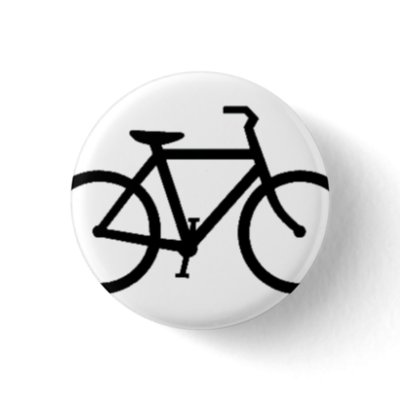 Bicycle: Black on White Pinback Buttons by sk2id3oo
