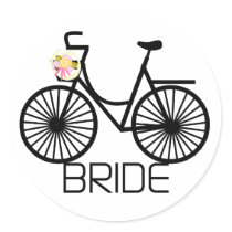 Bicycle Bride Tshirts and Gifts Round Stickers