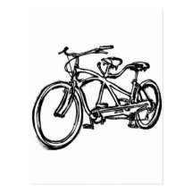 Bicycle built for 2 (antique schwinn tandem) bike postcards