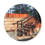 Bicycle by Train Station Refrigerator Magnet