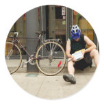 Bicycle Courier Messenger Cycle Bicycling Cycling Round Stickers