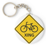 Bicycle Crossing Highway Sign Keychain