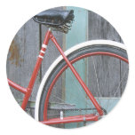 Bicycle Cycle Bicycling Cycling Old Wooden Shed Round Sticker