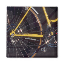 Bicycle Cycle Bicycling Cycling Yellow Bike Frame Magnet