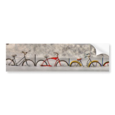 Bicycle Fence Bumper Sticker by nedell