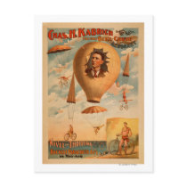 Bicycle Parachute act in mid-air Theatre Postcards