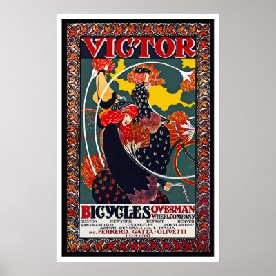 Bicycle Poster:  Victor Bicycles - William Bradley by VintageCabaret