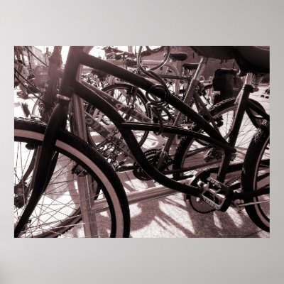 Bicycle Rack - Warm Tone B&W Poster by artberry