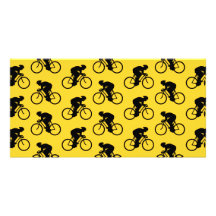 Bicycle Rider Pattern. Yellow and Black. Personalized Photo Card