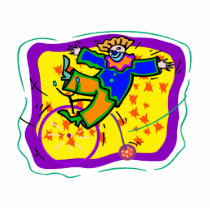 Bicycle riding colourful clown