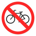 Bicycle Traffic Prohibited Highway Sign Round Sticker