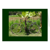 Bicycle under banana tree card