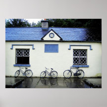 Bicycles by lattice windows, County Clare, Ireland Posters