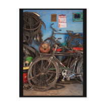 Bicycles in Repair Shop Post Card