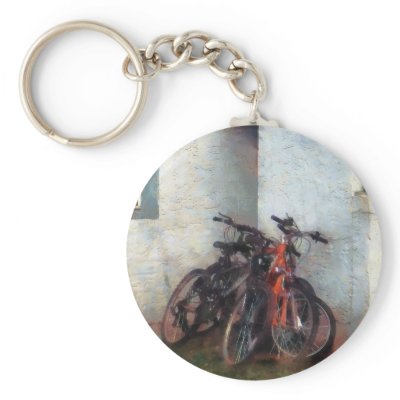 Bicycles in Yard Key Chains by SusanSavad
