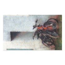 Bicycles in Yard Rectangular Stickers