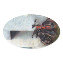Bicycles in Yard Oval Sticker