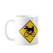 Bicycling Deer Crossing Highway Sign Coffee Mug