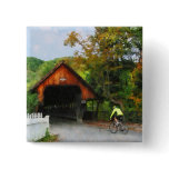 Bicyclist at Middle Bridge Woodstock VT Pin