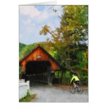 Bicyclist at Middle Bridge Woodstock VT Greeting Cards