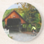 Bicyclist at Middle Bridge Woodstock VT Beverage Coasters