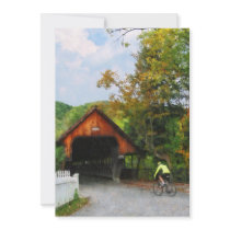 Bicyclist at Middle Bridge Woodstock VT Custom Announcements
