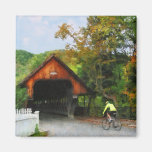 Bicyclist at Middle Bridge Woodstock VT Fridge Magnet