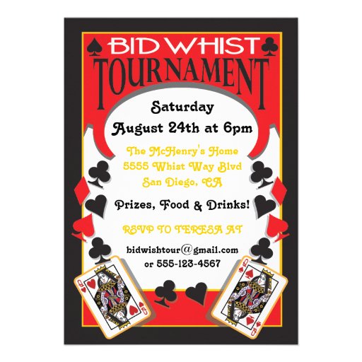 Bid Whist Tournament Party Invitation | Zazzle.co.uk