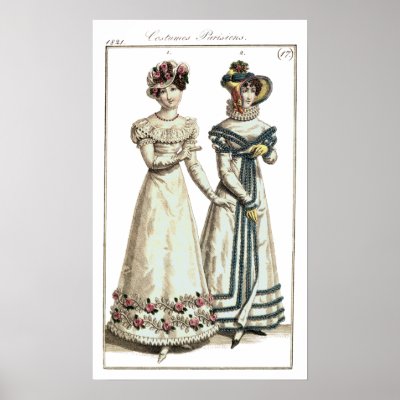 Biedermeier Fashion Print 1821 Poster by AntiqueImages