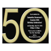 Big 5-0 Gold Party Invitations