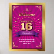 Big Bash Pink Sweet 16 Welcome Poster
