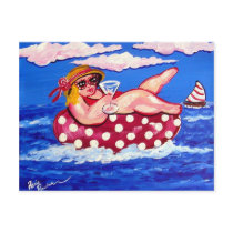 Big Beach Diva Martini Relaxing Post Card