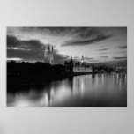 Big Ben and Westminster in black and white Poster