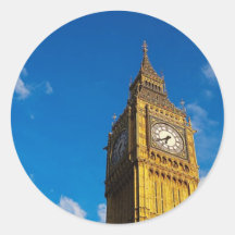 Big Ben Blue Sky Round Sticker