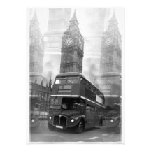 Big Ben & London Red Bus Invitation