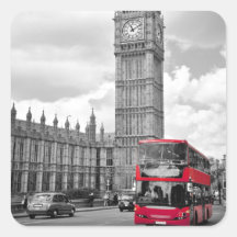 Big Ben London Square Stickers