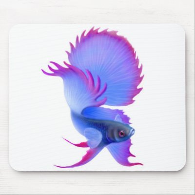 Big Blue Betta Fish Mousepad by twopurringcats