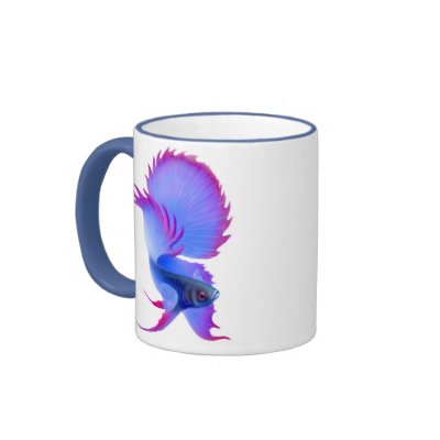 Big Blue Betta Fish Mug by twopurringcats