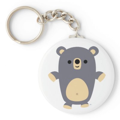 Big Blue Cartoon Bear  keychain by Lioness_Graphics