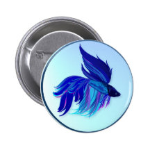 Big Blue Siamese Fighting Fish  Buttons