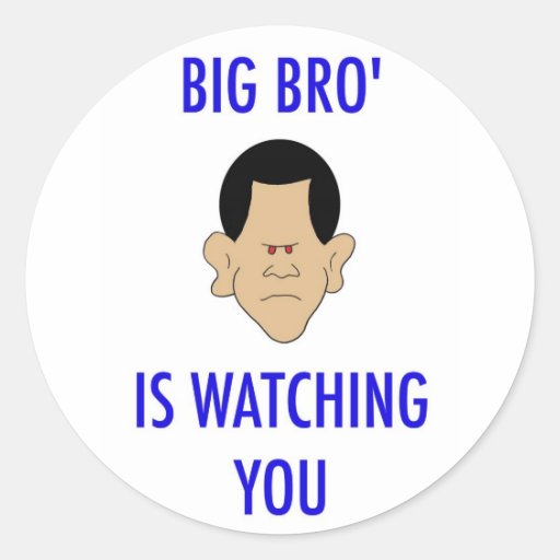 big bro' is watching you obama round stickers