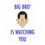 big bro' is watching you obama round stickers