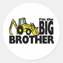 Big Brother Backhoe Round Stickers