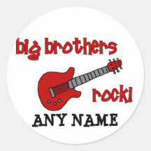 Big Brothers Rock! with guitar Round Sticker