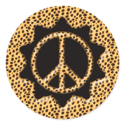 BIG CAT PEACE SIGN STICKER by dgpaulart