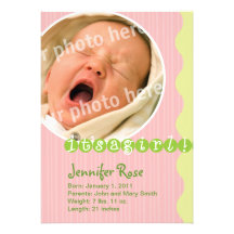 Big circle pink birth announcement