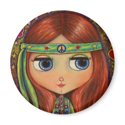 Big-Eye Hippie Doll Fridge Magnets by Blonde_Blythe
