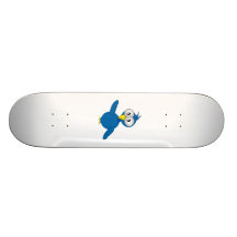 Big-Eyed Blue Cartoon Bird Skate Board